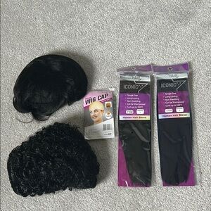 🔥🆕🔥Black Hair Extensions Wigs Curly and Straight